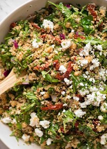 12 minute couscous salad with sun dried tomato and feta