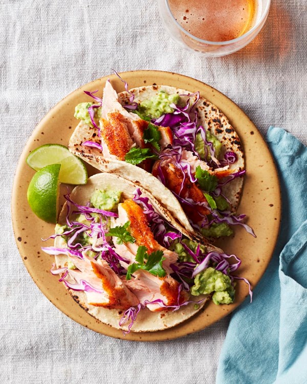15-minute chile-lime salmon tacos