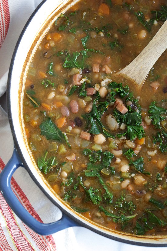 16 bean soup with ham and kale