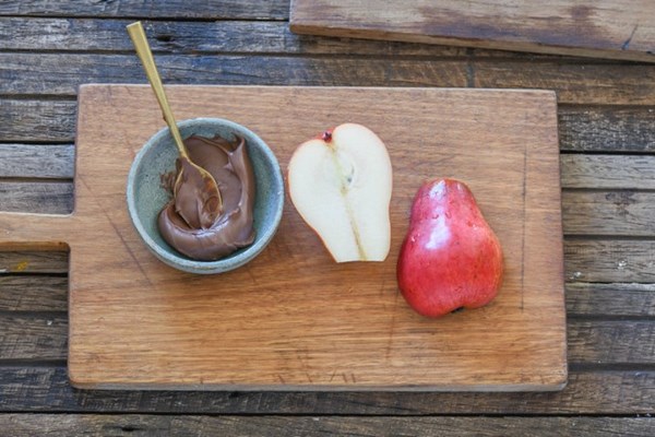 2-ingredient choc hazelnut pears
