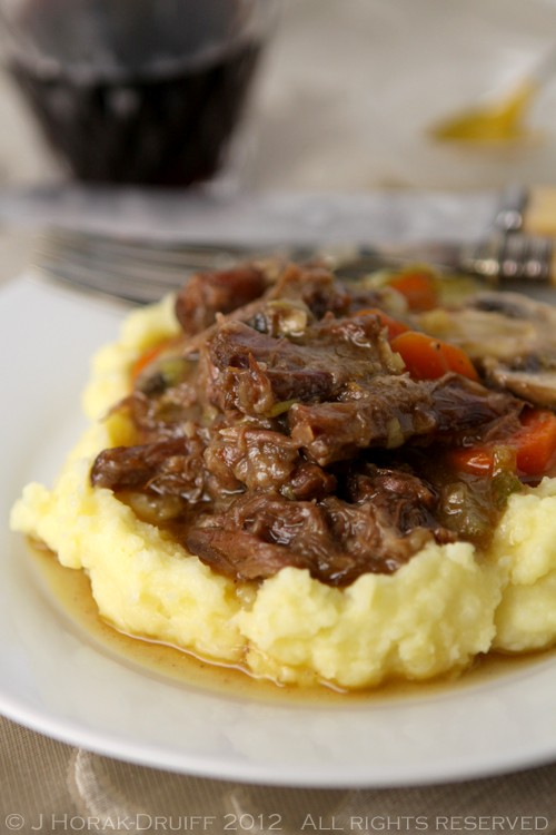 20-hour sous vide oxtail stew on creamy mustard mash