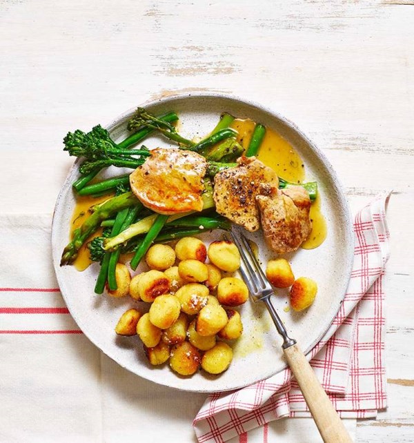 20-minute lemon pork and crispy gnocchi