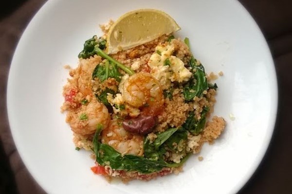 20 minute one-pan Mediterranean shrimp and couscous