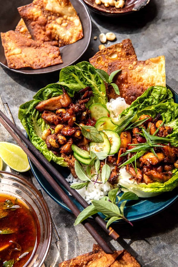 20 minute ponzu ginger chicken lettuce bowls