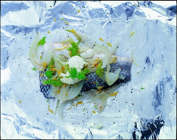 24: Sea bass baked in a bag with vermouth and fennel