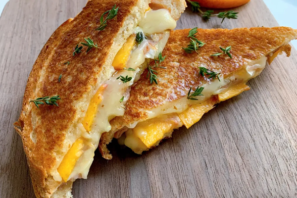 3-cheese grilled cheese with prosciutto & nectarine