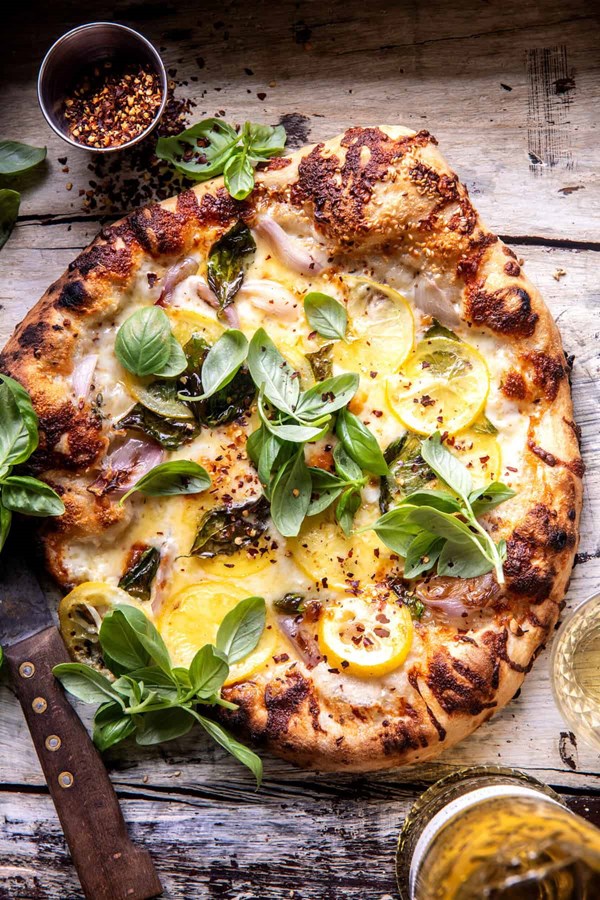 3 cheese lemon basil pizza