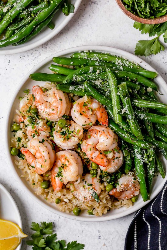 30-minute shrimp, peas and rice