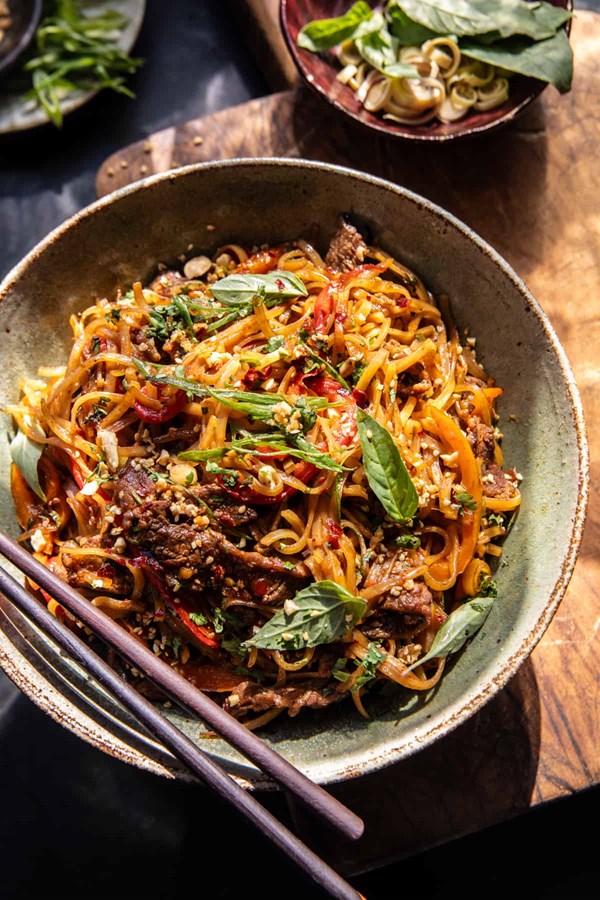 30 minute Thai basil beef noodles
