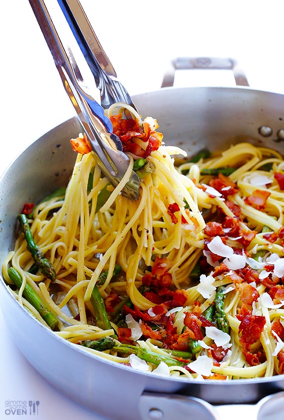 5-ingredient bacon asparagus pasta