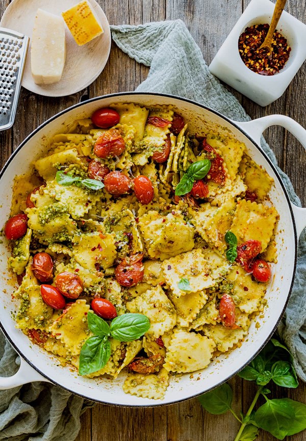 5-ingredient pesto ravioli