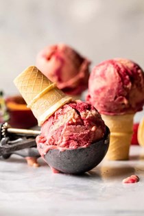 5 ingredient raspberry peach sherbet