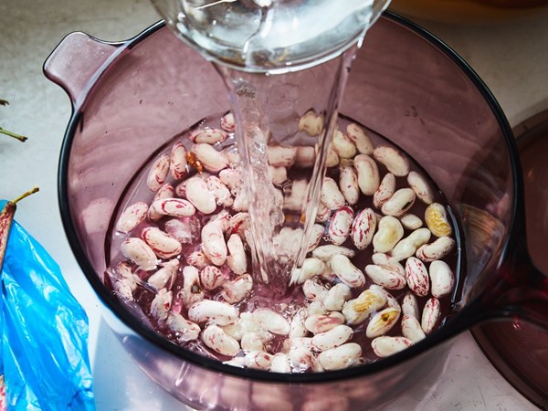 A big pot of brothy beans
