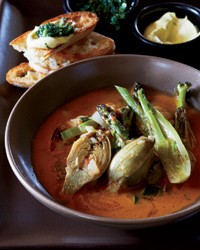 A bouillabaisse of all things green from the garden