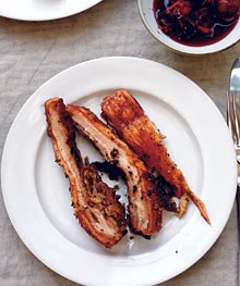 A Chinese-style pork roast with plum ginger sauce