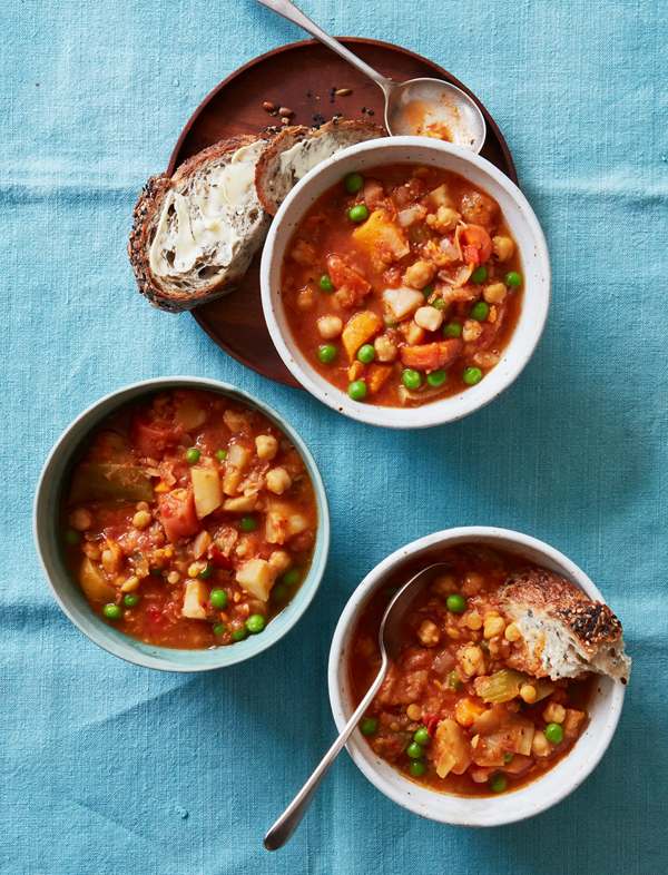 A chunky vegetable soup