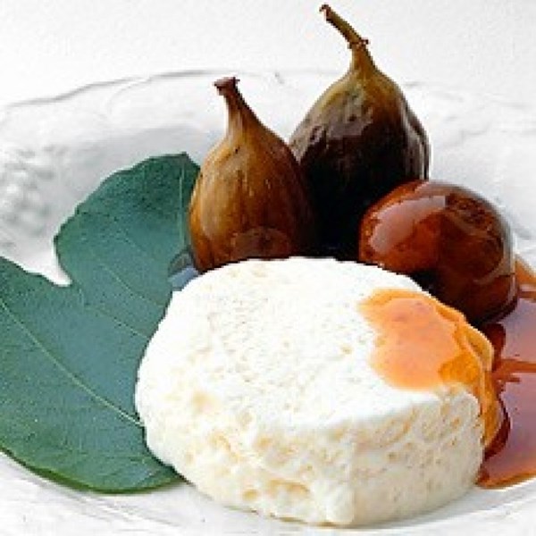 A compote of figs in Marsala wine with mascarpone mousse