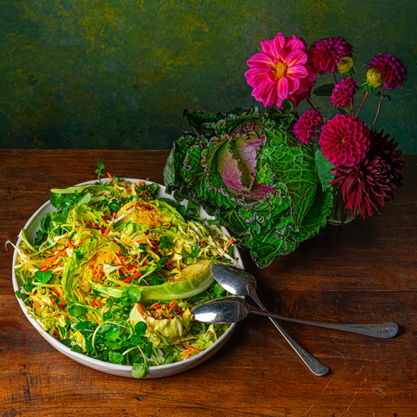 A dish of sweet hispi cabbage and slaw