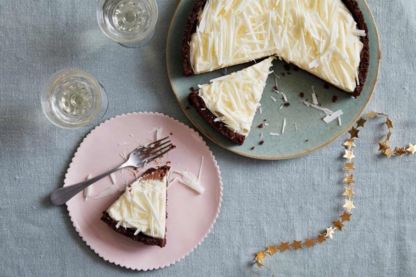A festive triple chocolate tart