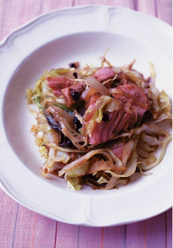 A ham and cabbage fry up