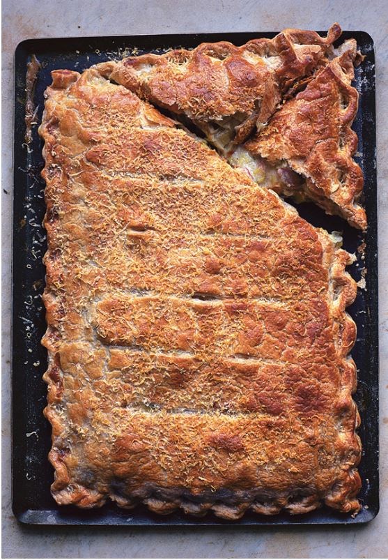 A hearty pie of chicken and leeks