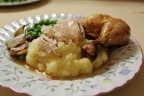 A Maggie Beer roast chicken with parsnip pear mash