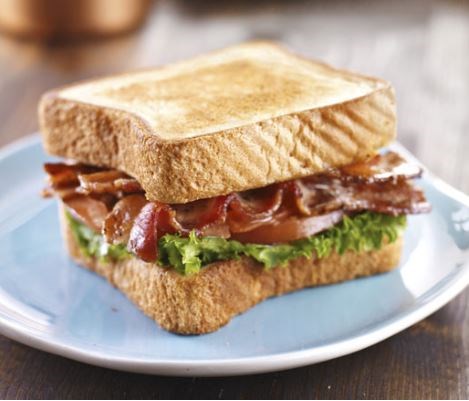 A perfect bacon, lettuce, and tomato sandwich