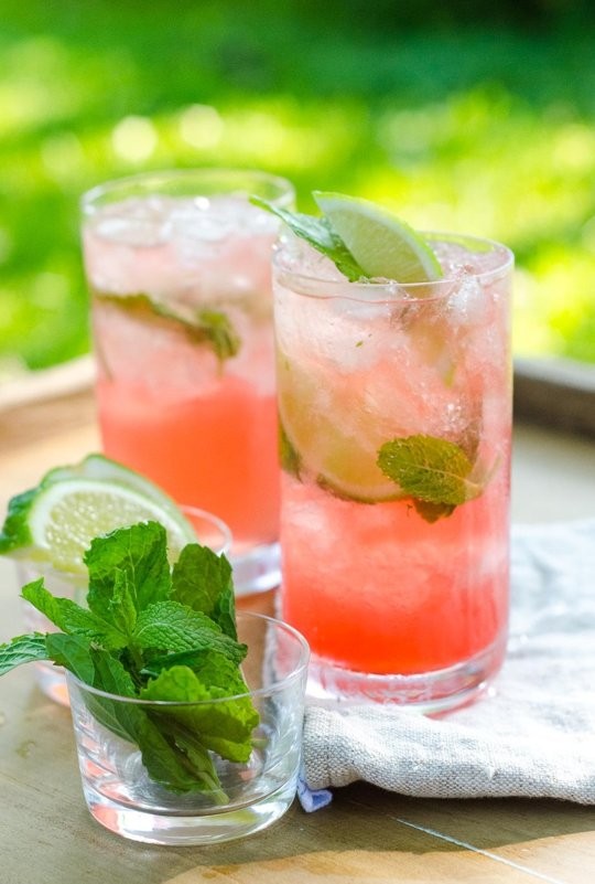 A pitcher of Campari mojitos for a crowd