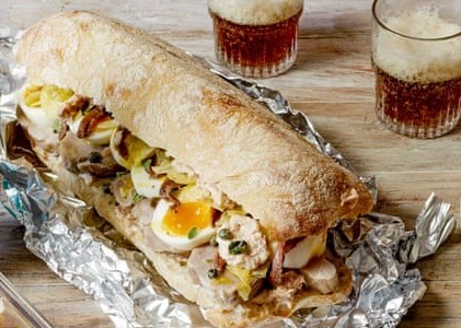 A pork tonnato sandwich