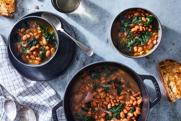A pot of beans & greens