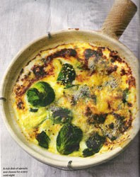 A rich dish of sprouts and cheese for a very cold night