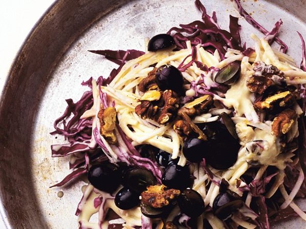 A salad of game, grapes, and verjuice