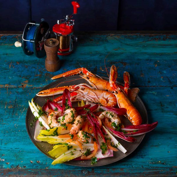 A salad of langoustine with chicory and endive