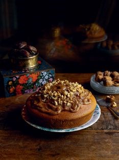 A simple cake with date frosting, inspired by the south
