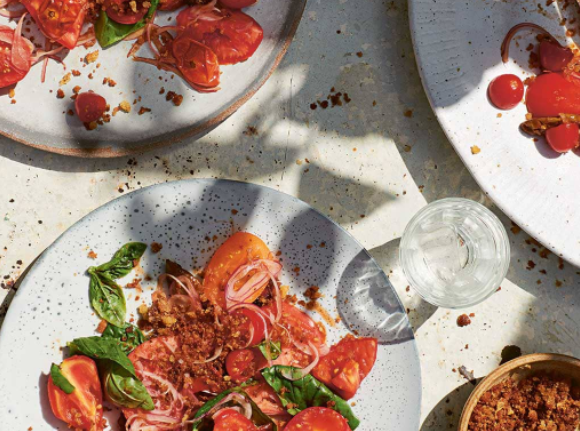A tomato-lover’s salad with anchovy breadcrumbs