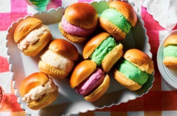 A trio of gelato for gelato brioche sandwiches