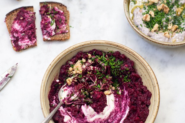 A vibrant beet caviar