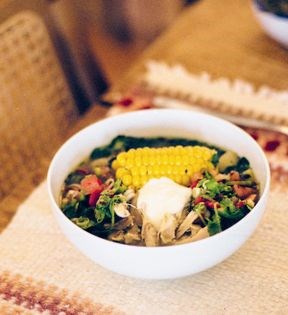 Abuela Gloria's Colombian chicken, corn and potato soup (Ajiaco)