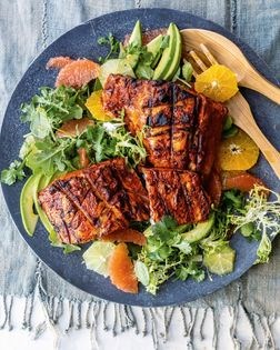 Achiote-grilled sea bass and citrus salad