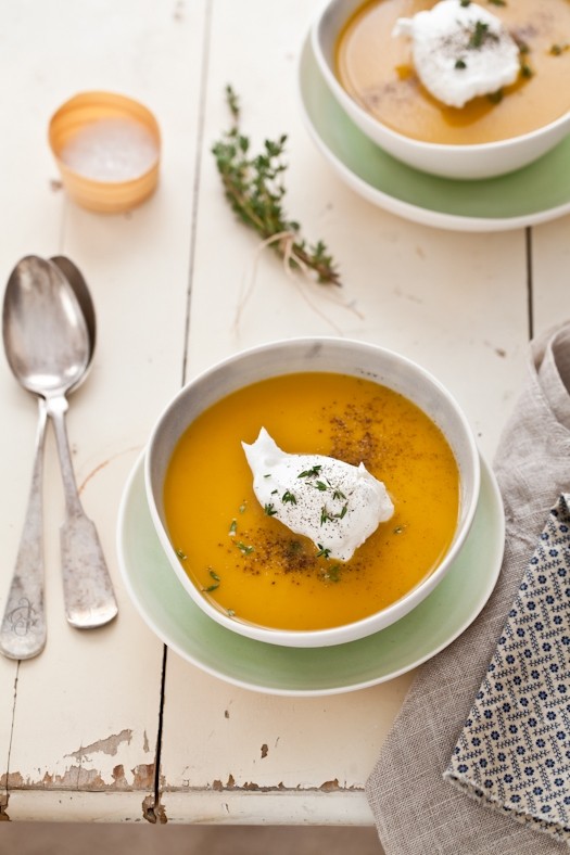 Acorn squash & sweet potato soup 