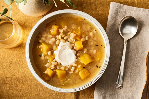 Acorn squash & tepary bean soup