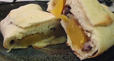 Acorn squash and black bean calzones