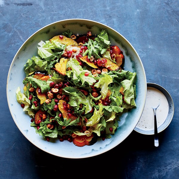 Acorn squash and escarole salad