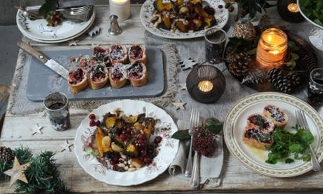 Acorn squash, cannellini and cranberries