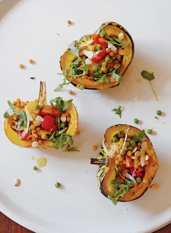 Acorn squash salad boats