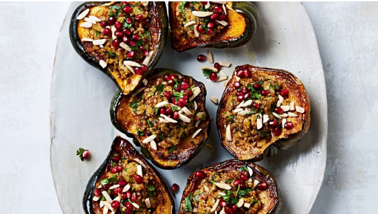 Acorn squash with mixed-grain stuffing