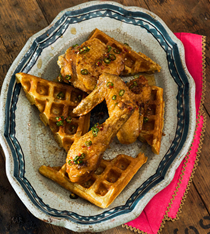 Adobo-fried chicken and waffles
