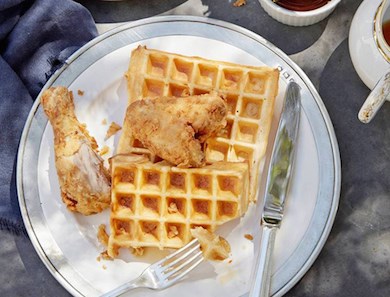 Adobo-fried chicken and waffles