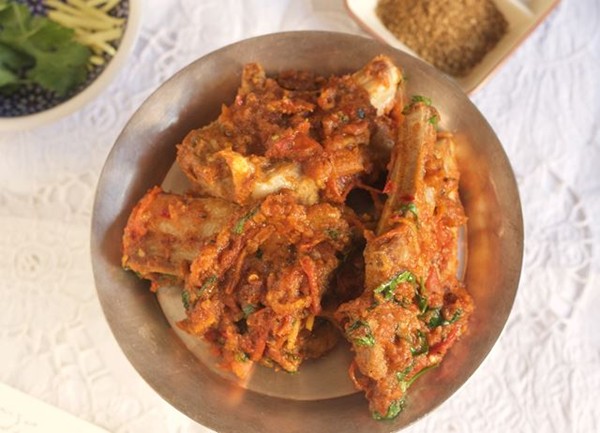 Afghani-style mutton chop karhai with pepper, coriander and cumin