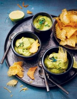 African pear dip and yam chips